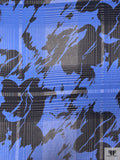 Large-Scale Abstract Printed and Shadow Plaid Cotton-Silk Voile - Cobalt Blue / Black