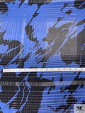 Large-Scale Abstract Printed and Shadow Plaid Cotton-Silk Voile - Cobalt Blue / Black