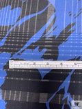 Large-Scale Abstract Printed and Shadow Plaid Cotton-Silk Voile - Cobalt Blue / Black