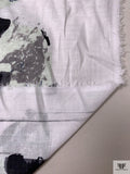 Abstract Block Printed Heavy Cotton Voile - Black / Grey / Off-White / Mint