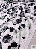 Abstract Block Printed Heavy Cotton Voile - Black / Grey / Off-White / Mint