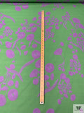 Exotic Botanical Printed Lightweight Cotton Lawn - Green / Amethyst Purple