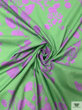 Exotic Botanical Printed Lightweight Cotton Lawn - Green / Amethyst Purple