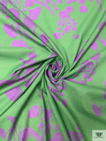 Exotic Botanical Printed Lightweight Cotton Lawn - Green / Amethyst Purple