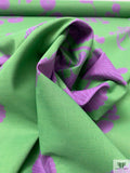 Exotic Botanical Printed Lightweight Cotton Lawn - Green / Amethyst Purple