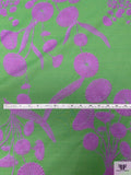 Exotic Botanical Printed Lightweight Cotton Lawn - Green / Amethyst Purple