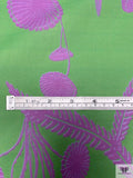 Exotic Botanical Printed Lightweight Cotton Lawn - Green / Amethyst Purple