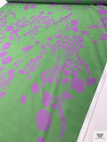 Exotic Botanical Printed Lightweight Cotton Lawn - Green / Amethyst Purple