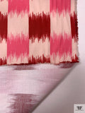 Ikat Check Printed Stretch Cotton Twill - Pale Pink / Watermelon / Cranberry