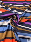 Striped Border Printed Stretch Cotton Poplin - Multicolor