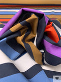 Striped Border Printed Stretch Cotton Poplin - Multicolor