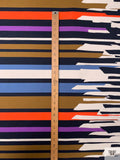 Striped Border Printed Stretch Cotton Poplin - Multicolor
