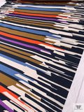 Striped Border Printed Stretch Cotton Poplin - Multicolor
