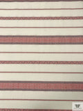Italian Reversible Jacquard Striped Cotton with Fringe - Light Ivory / Navy / Red