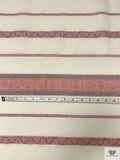 Italian Reversible Jacquard Striped Cotton with Fringe - Light Ivory / Navy / Red