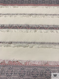 Italian Reversible Jacquard Striped Cotton with Fringe - Light Ivory / Navy / Red