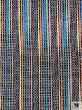 Stripe Graphic and Border Pattern Printed Swiss Dot Cotton Lawn - Multicolor
