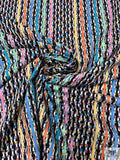 Stripe Graphic and Border Pattern Printed Swiss Dot Cotton Lawn - Multicolor