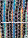 Stripe Graphic and Border Pattern Printed Swiss Dot Cotton Lawn - Multicolor