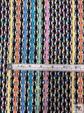 Stripe Graphic and Border Pattern Printed Swiss Dot Cotton Lawn - Multicolor