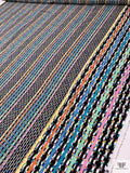 Stripe Graphic and Border Pattern Printed Swiss Dot Cotton Lawn - Multicolor