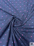 Yarn-Dyed Dot and Striped Cotton Jacquard - Navy / Cranberry Pink / Slate Blue