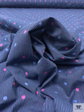 Yarn-Dyed Dot and Striped Cotton Jacquard - Navy / Cranberry Pink / Slate Blue