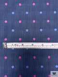 Yarn-Dyed Dot and Striped Cotton Jacquard - Navy / Cranberry Pink / Slate Blue