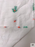 Italian Swan Design Jacquard Cotton Voile - White / Coral / Black / Green