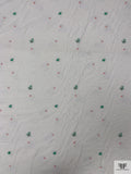 Italian Swan Design Jacquard Cotton Voile - White / Coral / Black / Green