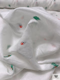 Italian Swan Design Jacquard Cotton Voile - White / Coral / Black / Green