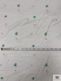 Italian Swan Design Jacquard Cotton Voile - White / Coral / Black / Green