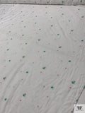 Italian Swan Design Jacquard Cotton Voile - White / Coral / Black / Green