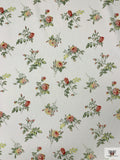 Italian Floral Printed Cotton Canvas - Off-White / Moss Green / Lime Yellow / Pink