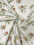 Italian Floral Printed Cotton Canvas - Off-White / Moss Green / Lime Yellow / Pink
