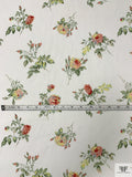 Italian Floral Printed Cotton Canvas - Off-White / Moss Green / Lime Yellow / Pink
