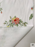 Italian Floral Printed Cotton Canvas - Off-White / Moss Green / Lime Yellow / Pink