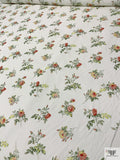 Italian Floral Printed Cotton Canvas - Off-White / Moss Green / Lime Yellow / Pink