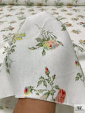 Italian Floral Printed Cotton Canvas - Off-White / Moss Green / Lime Yellow / Pink