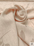 Gauze-Like Linen Jacquard with Sheer Leaf Stem Design - Nude