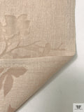 Gauze-Like Linen Jacquard with Sheer Leaf Stem Design - Nude