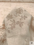 Gauze-Like Linen Jacquard with Sheer Leaf Stem Design - Nude