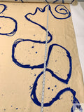 Abstract Painterly Linen - Nude / Blue