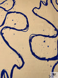 Abstract Painterly Linen - Nude / Blue