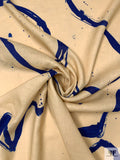 Abstract Painterly Linen - Nude / Blue