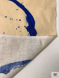 Abstract Painterly Linen - Nude / Blue