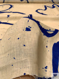 Abstract Painterly Linen - Nude / Blue