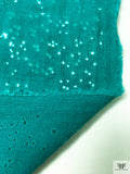 Italian Novelty Burnout Jacquard Linen - Turquoise