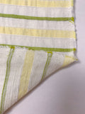 Italian Yarn-Dyed Textured Striped Cotton with Vertical Stretch - Off-White / Pear Green / Pale Yellow