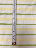 Italian Yarn-Dyed Textured Striped Cotton with Vertical Stretch - Off-White / Pear Green / Pale Yellow